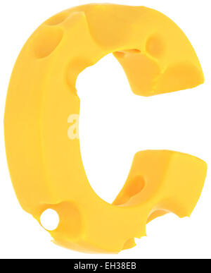 Cheeze font C lettre isolé sur fond blanc Banque D'Images
