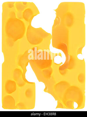 Cheeze font N lettre isolated over white background Banque D'Images