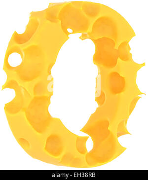 Cheeze font O lettre isolée sur fond blanc Banque D'Images