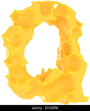 Cheeze font Q lettre isolée sur fond blanc Banque D'Images