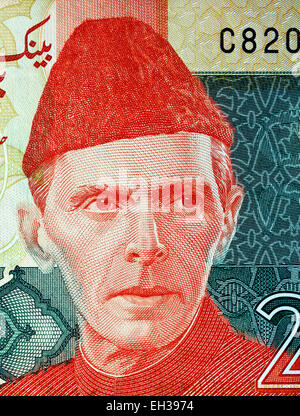 Muhammad Ali Jinnah de billet de 20 roupies, Pakistan, 2007 Banque D'Images