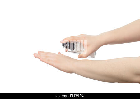 Bouteille de lotion de main chease, isolated on white Banque D'Images