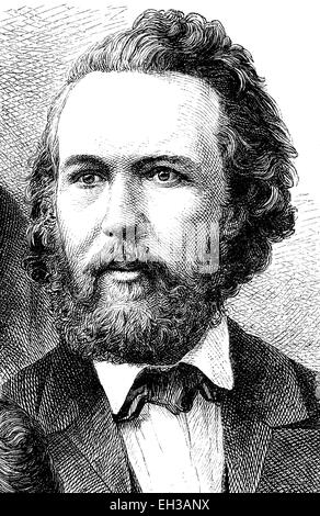 Ernst Heinrich Philipp August Haeckel, 1834 - 1919, un zoologiste allemand, philosophe et libre penseur, gravure sur bois, 1880 Banque D'Images