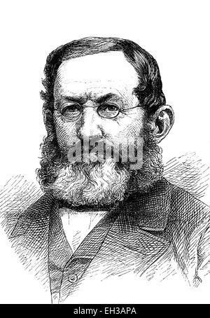 Christian Gottlieb Riedel, 1804 - 1882, un agriculteur allemand et homme politique libéral, membre de la Reichstag allemand ? Et le Parlement de Saxe, gravure sur bois, 1880 Banque D'Images