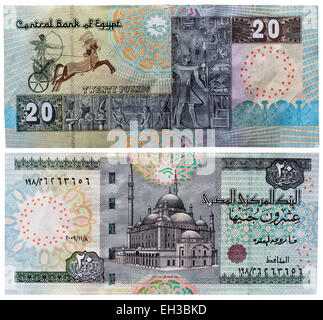 Billet de 20 livres, la Mosquée Mohammed Ali et l'Egypte, 2001 Banque D'Images