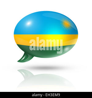 Trois dimensions Rwanda drapeau dans un speech bubble isolated on white with clipping path Banque D'Images