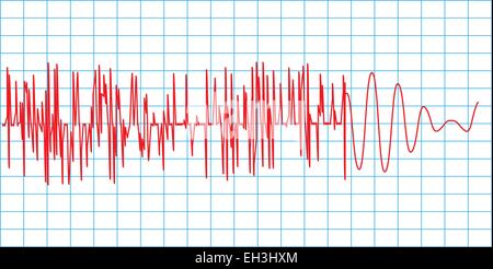 Graphique rouge séisme sur le papier. Illustration de Vecteur