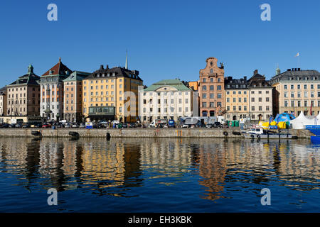 Maisons sur Skeppsbron, vieille ville de Gamla Stan, Stockholm, Suède Banque D'Images