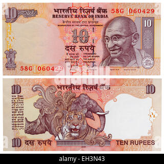Billet de 10 roupies, Mahatma Gandhi, Inde, 2006 Banque D'Images