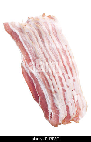 Les tranches de bacon sur fond blanc. Banque D'Images