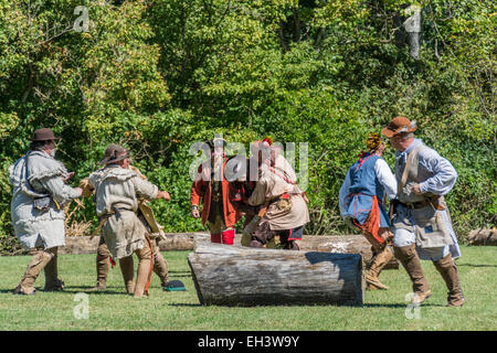 La reconstitution de 1778 Siège de Fort Boonesborough Kentucky. Banque D'Images