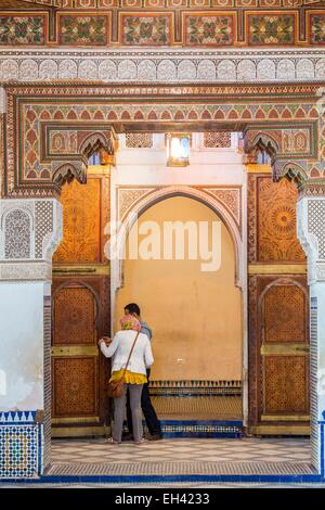 Le Maroc, Haut Atlas, Marrakech, ville impériale, médina classée au Patrimoine Mondial de l'UNESCO, Palais de la Bahia, construit par l'architecte Mohammed al-Makki au 19e siècle Banque D'Images