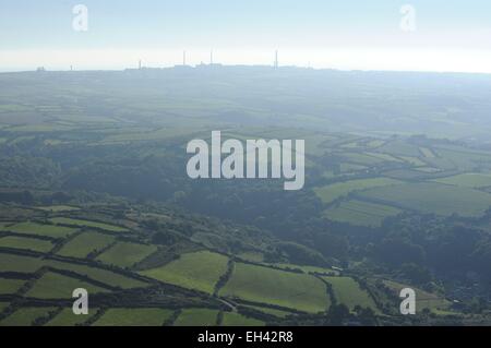 France, Manche, Cotentin, Beaumont Hague, le centre de La Haye, spécialisée dans le retraitement des déchets nucléaires (vue aérienne) Banque D'Images