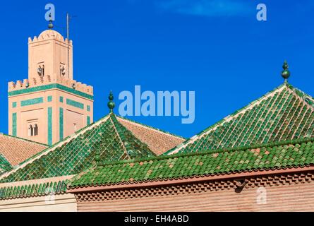 Le Maroc, Haut Atlas, Marrakech, ville impériale, médina classée au Patrimoine Mondial de l'UNESCO, la Mosquée Ben Youssef (datant du xie au xvie siècle et rénové) Banque D'Images