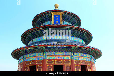 Photographie d'un des quartiers les plus emblématiques de Beijing de bâtiments anciens, le Temple du Ciel, où l'empereur aurait apporter des sacrifices. Banque D'Images