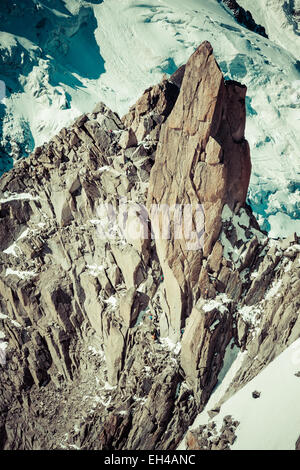 Grimpeur sur la route.Aiguille du milieu Banque D'Images