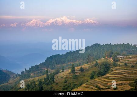 Le Népal, Gandaki zone, Bandipur, vue sur l'Himalaya Banque D'Images