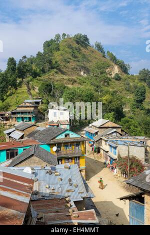 Le Népal, Gandaki zone, Manaslu Circuit, Khanchowk village Banque D'Images