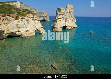 Grèce, les Cyclades, l'île de Milos, Kleftiko Banque D'Images