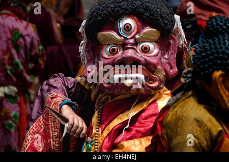 L'Inde, le Jammu-et-Cachemire, Ladakh, Hemis, fête bouddhiste à l'Hemis Gompa, danse Banque D'Images