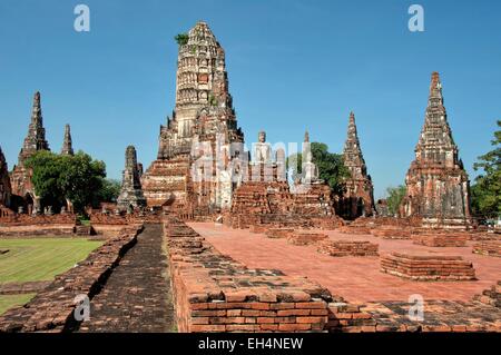 La Thaïlande, Ayutthaya, inscrite au Patrimoine Mondial de l'UNESCO, le Wat Chai Watthanaram Banque D'Images