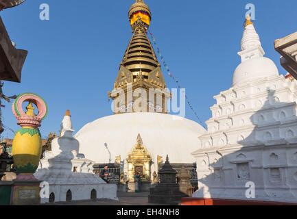 Le Népal, Katmandou, Swayambhunath, inscrite au Patrimoine Mondial de l'UNESCO, temple bouddhiste Banque D'Images