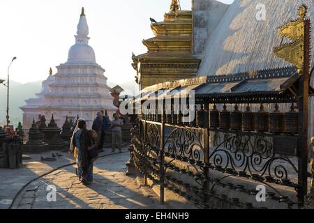 Le Népal, Katmandou, Swayambhunath, inscrite au Patrimoine Mondial de l'UNESCO, temple bouddhiste Banque D'Images