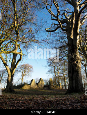 Waylands Smithy. Long barrow néolithique en hiver à Ashbury. L'Oxfordshire. L'Angleterre. Banque D'Images