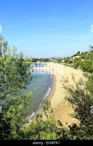 La France, Var, La Londe les Maures, la plage de l'Argentière Banque D'Images