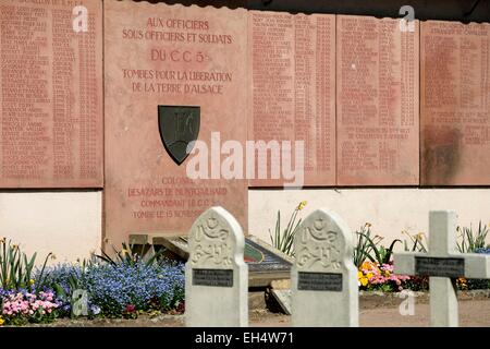 France, Alsace, Kaysersberg, mémorial du cimetière militaire CC 5, libération d'Alsace en novembre 1944 Banque D'Images