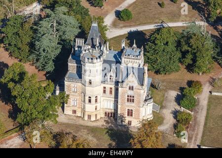 France, Gironde, Cussac Fort Médoc, Château Lachesnay (vue aérienne) Banque D'Images