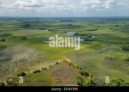 Le Gabon, Ogooue-Maritime, Province du delta du fleuve Ogooué, marais et rivières (vue aérienne) Banque D'Images