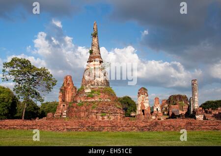 La Thaïlande, Ayutthaya, inscrite au Patrimoine Mondial de l'UNESCO, Wat Mahathat, Banque D'Images