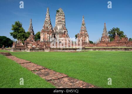 La Thaïlande, Ayutthaya, inscrite au Patrimoine Mondial de l'UNESCO, le Wat Chai Watthanaram Banque D'Images