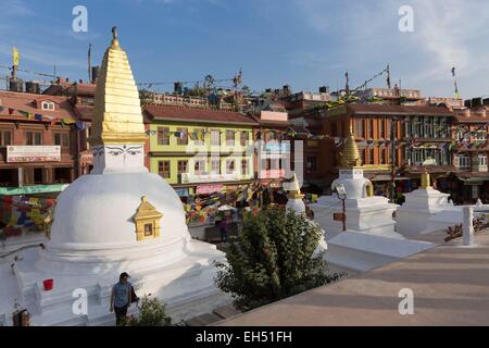 Le Népal, Katmandou, Bodhnath, classé au Patrimoine Mondial de l'UNESCO, le plus grand stupa en Asie Banque D'Images