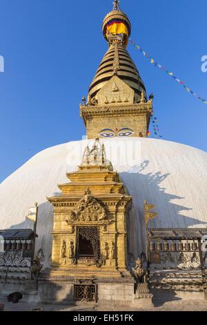 Le Népal, Katmandou, Swayambhunath, inscrite au Patrimoine Mondial de l'UNESCO, temple bouddhiste Banque D'Images