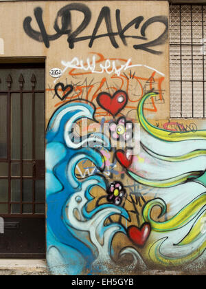 L'ARGENTINE, Buenos Aires, Almagro, Hipolito Yrigoyen, artistique grafitti sur house Banque D'Images