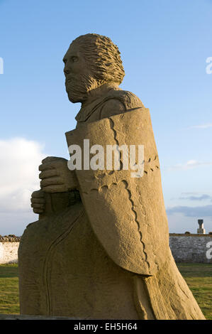 Statue de Henry St Clair, comte des Orcades à Noss Head Lighthouse. Près de Wick, Caithness, Ecosse, Royaume-Uni. Banque D'Images