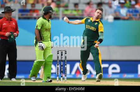 Auckland, Nouvelle-Zélande. 07Th Mar, 2015. Dale Steyn bowling au cours de l'ICC Cricket World Cup 2015 match entre l'Afrique du Sud et le Pakistan à Eden Park, Auckland. Samedi 7 mars 2015. Credit : Action Plus Sport/Alamy Live News Banque D'Images