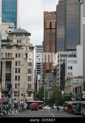 Centre-ville d'Auckland Nouvelle-Zélande bâtiments historiques du trafic Banque D'Images