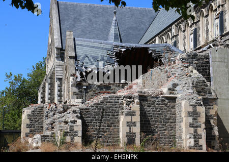 Dégâts causés par le tremblement de terre 2011 La Cathédrale de Christchurch en Nouvelle-Zélande Banque D'Images