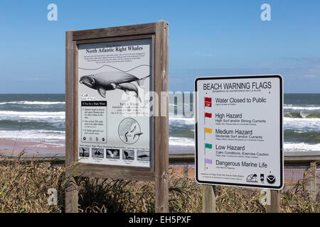 Beach Flags, signes de réchauffement Flagler Beach, Florida, USA Banque D'Images
