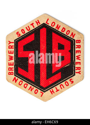 Publicité vintage britannique Beermat South London Brewery Banque D'Images