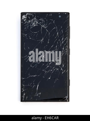 Vue supérieure mobile avec écran cassé Banque D'Images