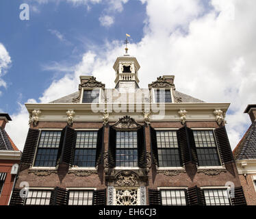 Dutch maison de ville avec façade en style rococo, Sneek, Frise Banque D'Images