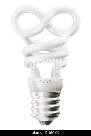 L'infini ou l'éternité ampoule symbole isolated over white Banque D'Images