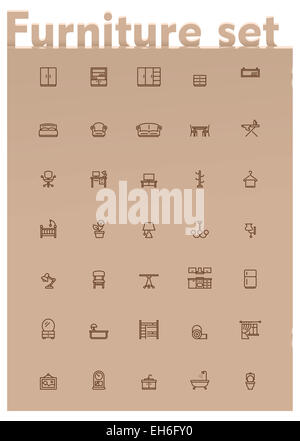 Mobilier domestique Vector icon set Banque D'Images