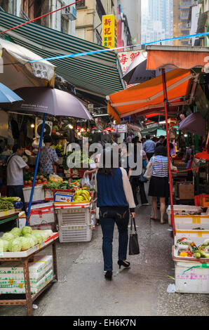 Occupé à Graham Street Market, Central, Hong Kong Island, Hong Kong Banque D'Images