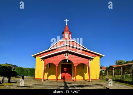 Église en bois historique, construit par les Jésuites, Chiloé, Chili Banque D'Images