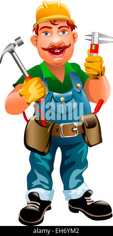 Illustration de smiling plumber dessiné dans un style cartoon Banque D'Images